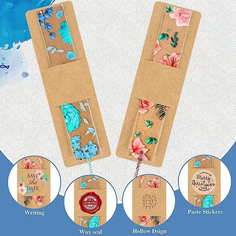 Resin Bookmark Holder Kraft Bookmark Sleeves Brown Book Markers Cover Holder DIY Bookmark 100 Pcs