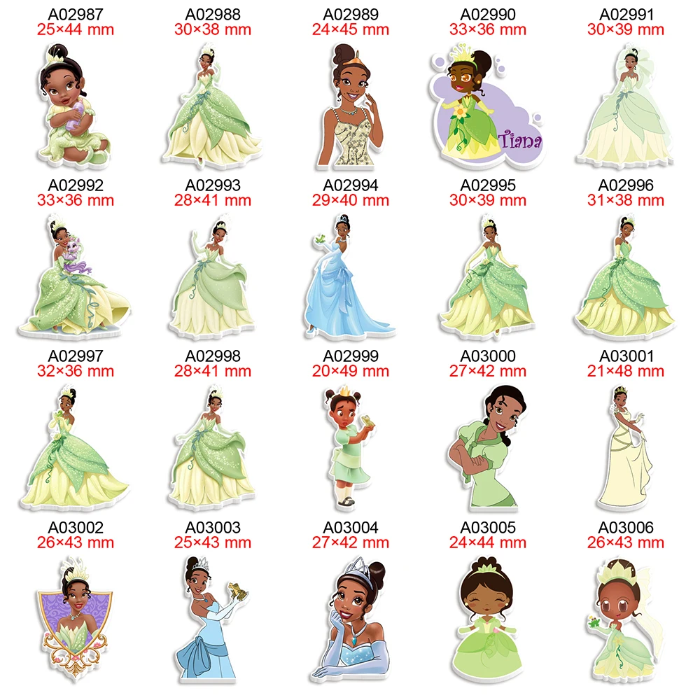 Disney Princess Tiana Planar Resin Flatback Cabochon Printed 30Pcs/lot for DIY Hair Bows Party Craft Supplies Handmade Material