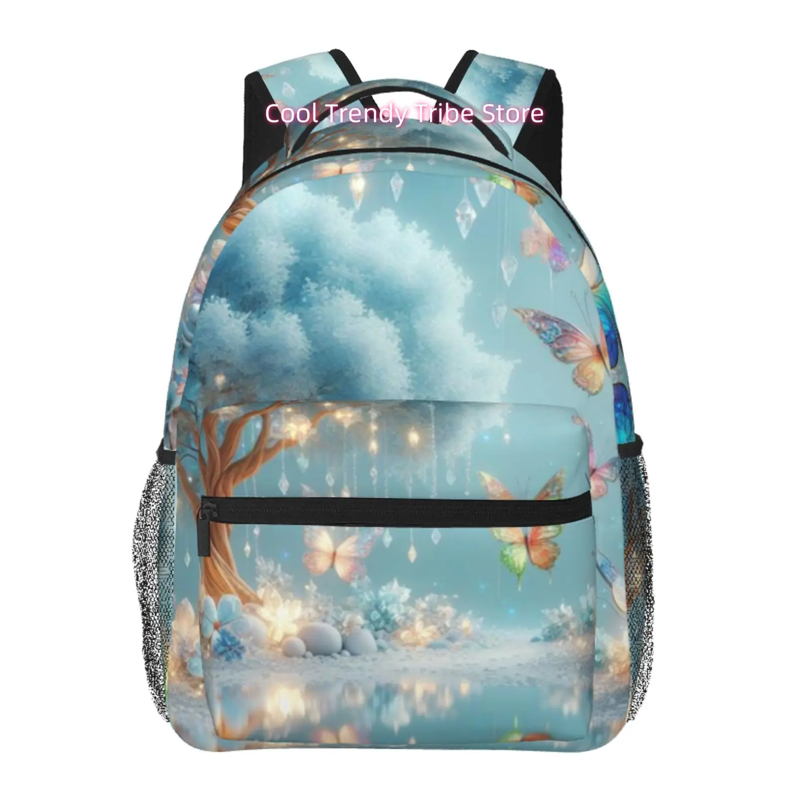 

Enchanted Ice Tree with Butterflies Print Backpack, Oxford Cloth, Adjustable Shoulder Straps, for Casual Outings And Travel