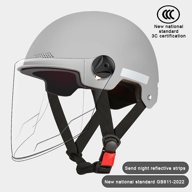 Halbhelm für Erwachsene mit Schutzbrille für Motorrad und Fahrrad – Cartoon-Design, 3C-zertifiziert für Männer und Frauen.