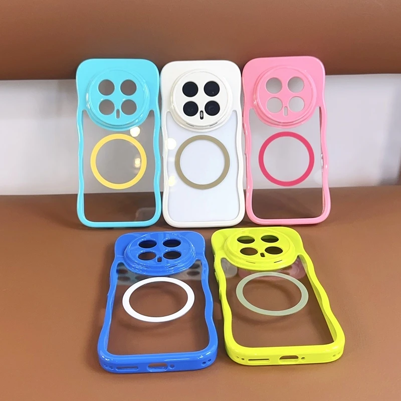 For Honor Magic 8 Pro Ripple Pattern Transparent Magsafe Magnetic Phone Case Protective Shockproof Pc Shell Back Cover
