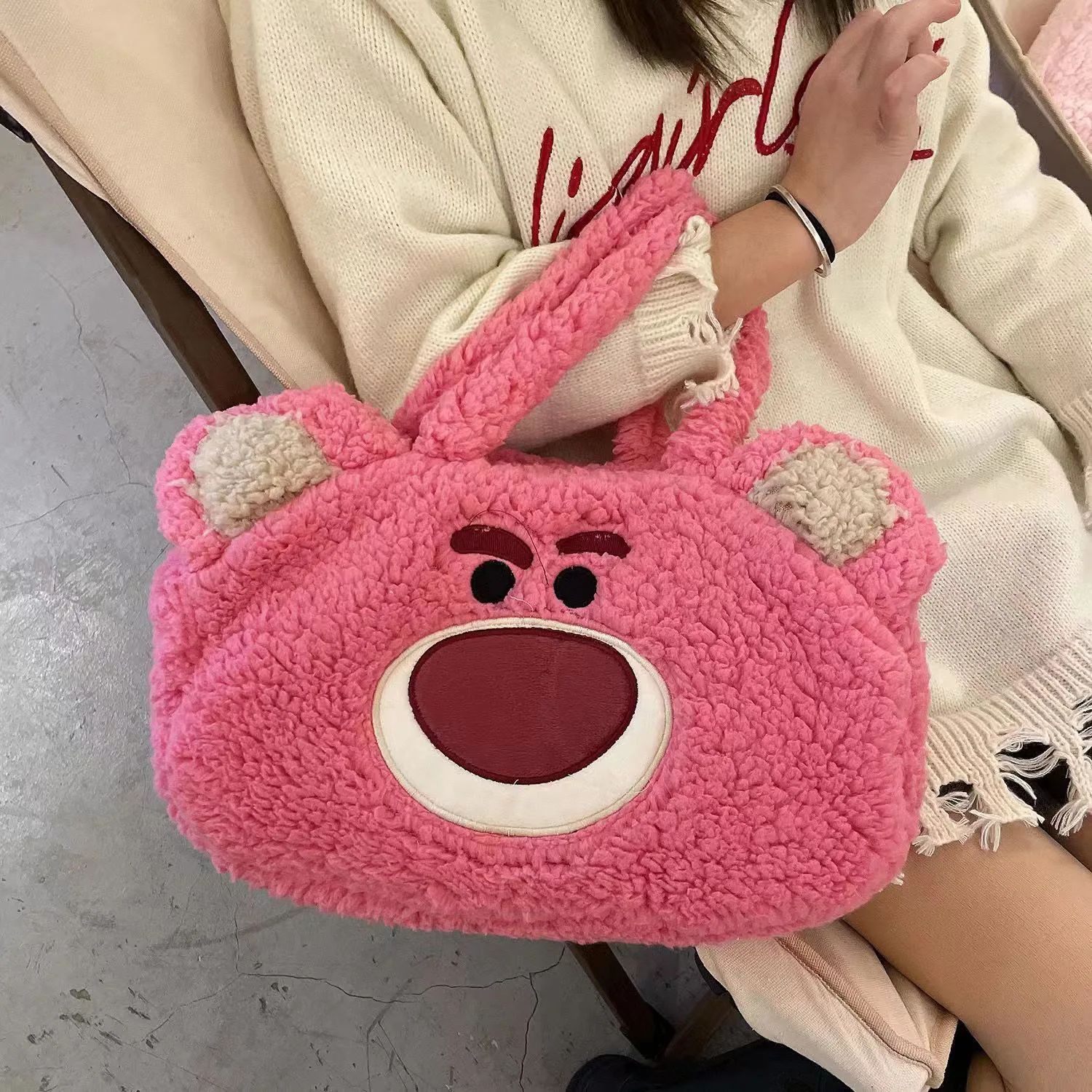 Girly Heart Anime My Melody Sanrios Plush Handbag Kawaii Women Large Capacity Shoulder Bag Students Winter Portable Pouch Gifts