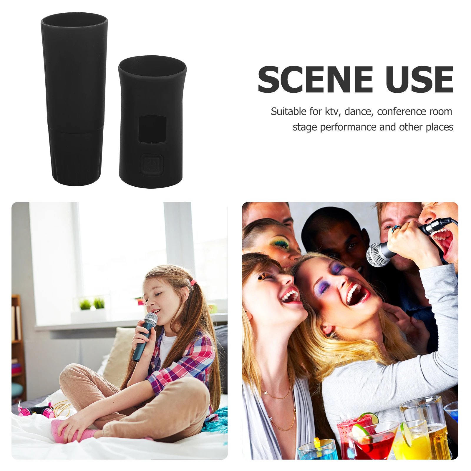 

1 set Wireless Microphone Handle Cover Silicone Protective Sleeve Shockproof Reusable Case for KTV Party Conference Performance