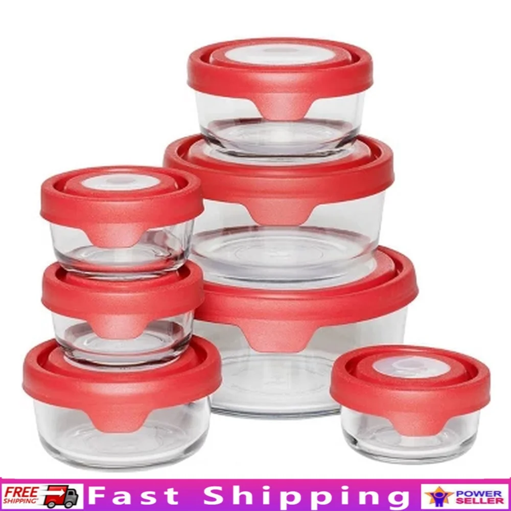 

14pc Glass Food Storage Containers Set Airtight Lids Durable Dishwasher Safe Oven Microwave Freezer Safe Leak Proof Meal Prep