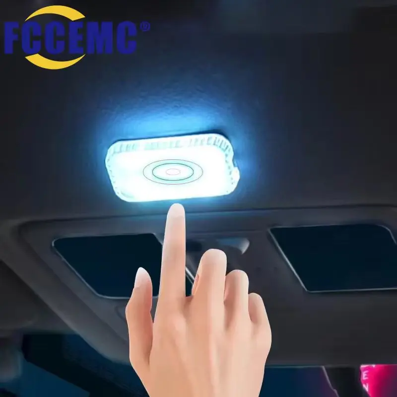 LED Touch Light Mini Wireless Car Interior Lighting Auto Roof Ceiling Reading Lamp for Door Foot Trunk Storage Box USB Charging