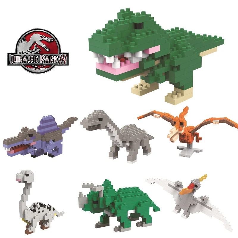 Blocos de Construção Jurassic Park Brinquedos de dinossauro Tiranossauro Rex Modelo de desenhos animados Brinquedo de tijolo para crianças