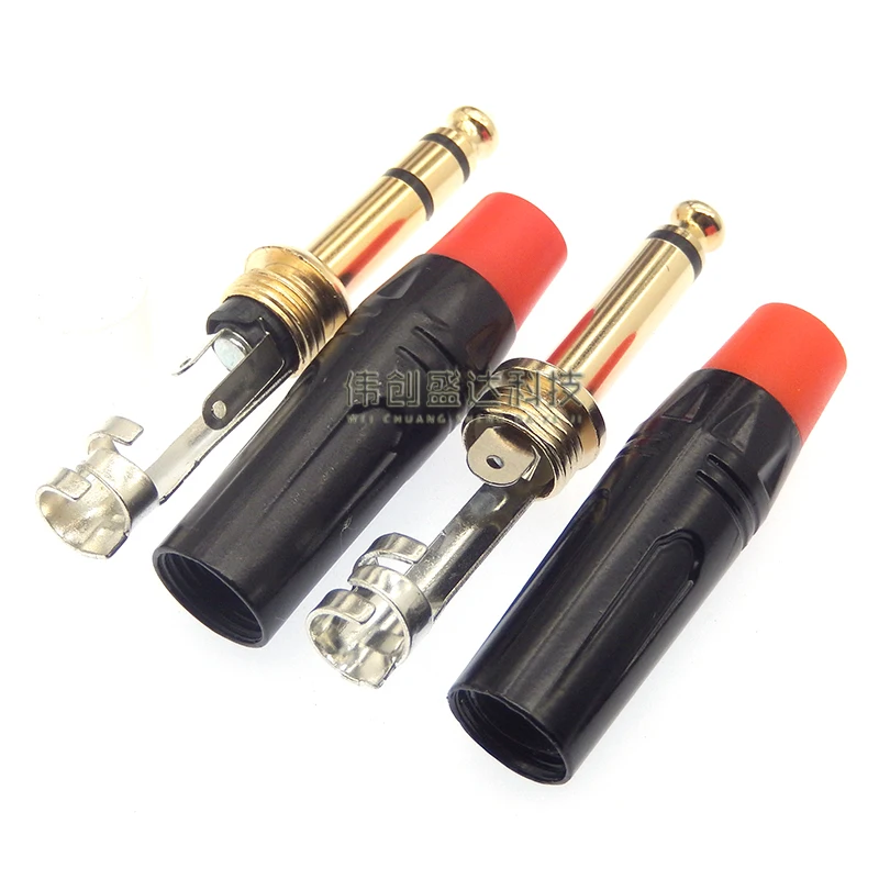 2/5PCS 6,3 MM Mono/Stereo Audio Jack Stecker Stecker Schweißen Linie Kopfhörer Stereo 1/4 6,35 MM 6,3 6,35 2/3 Pole Metall Adapter