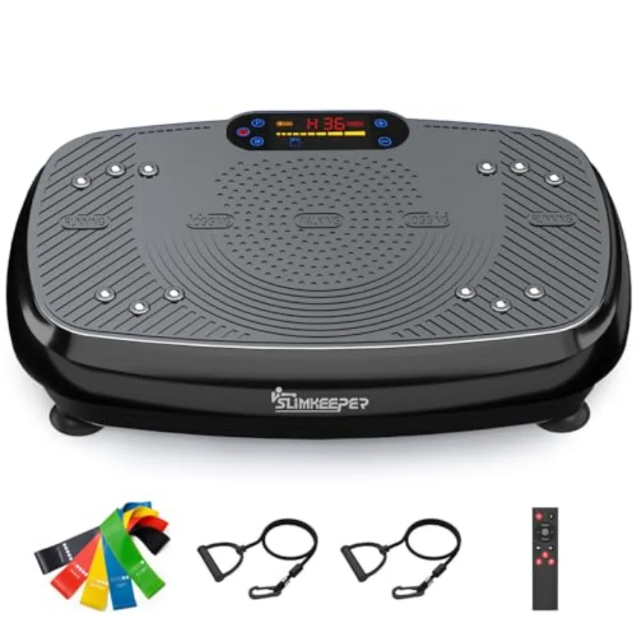 

Home fitness vibration plate exercise machine with 330 lbs capacity black steel frame whole-body workout shake board featuring