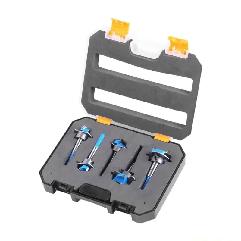 A2BE 5Pcs Tipped Forstner Drill Bit Shank Adjustable Depth Woodworking Tool