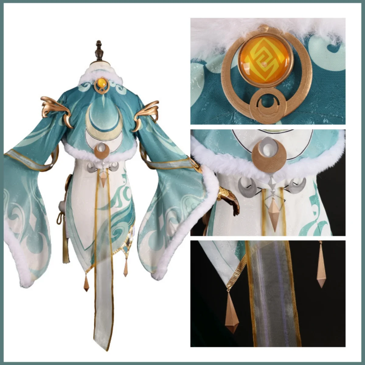 Game Zibai Cosplay Costume Green White Horse's Fleeting Spring Chinese Qipao Style Clothing Wig Woman Sexy Carnival Suit view 4
