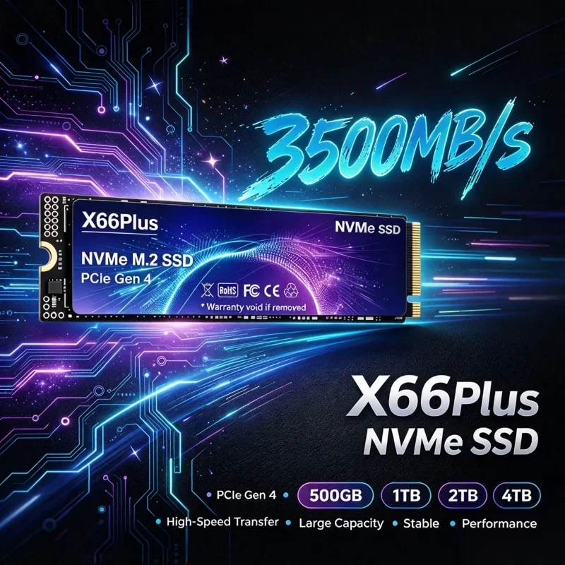 Original X66Plus Portable External SSD NVMe PCIe Gen4 3500MB/s Fast Storage Drive for PC Laptop Desktop High Performance Pro Max