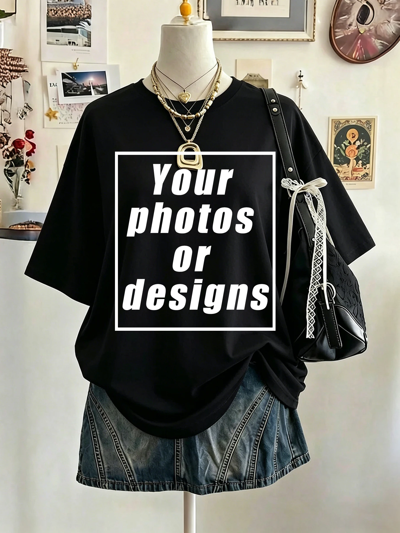 Custom Graphic Logo Basics T-Shirt Vintage Loose Clothing Fashion Personalized O-Neck Short Sleeve Unisex Summer 100% cotton tee image 3