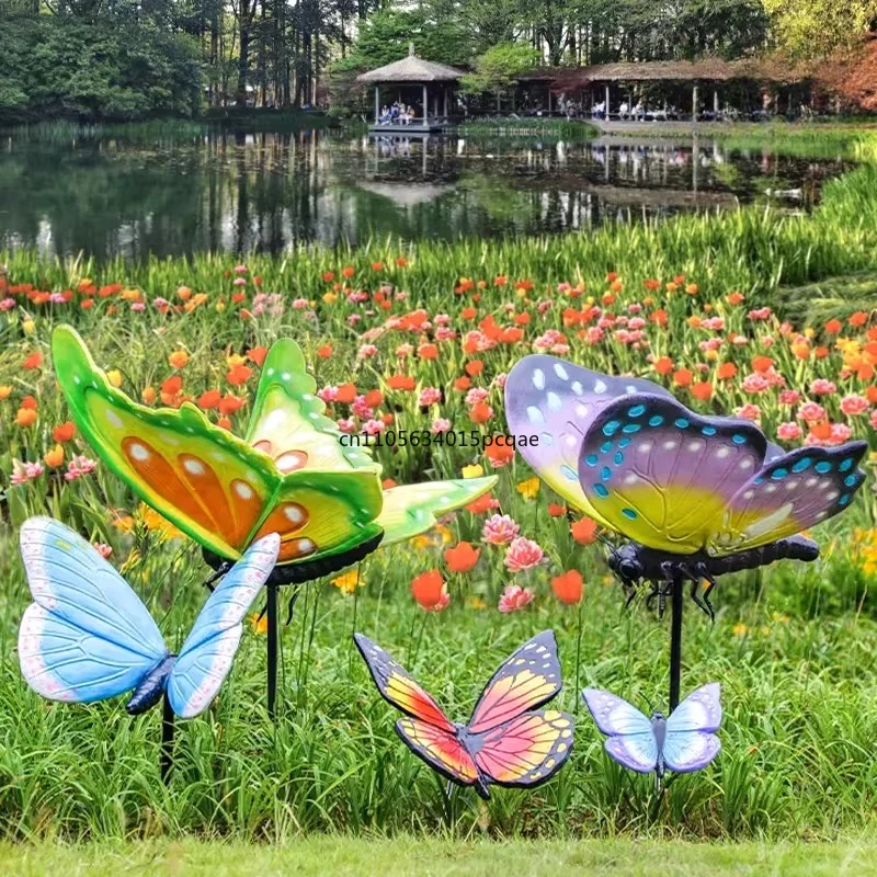 Outdoor Garden Lawn Decorative Ornament Landscaping Park Forest Large Simulation Butterfly Model Fiberglass Animal Sculpture