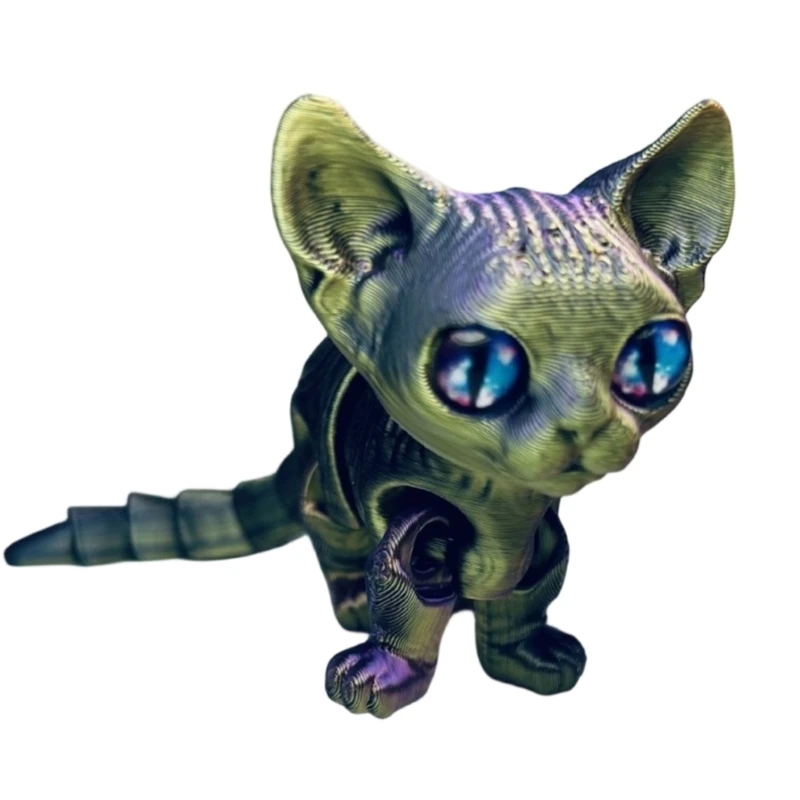  3D Printed Cats Articulated Fidgety Toy Realistic Hairless Cats Figurines Gift