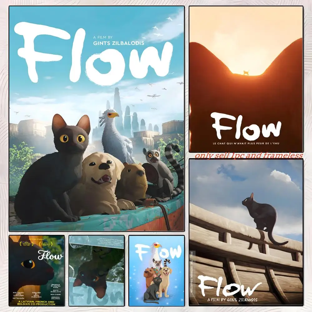 Flow Cartoon Movies Poster Self-adhesive Painting with prints Home bedroom living room decoration