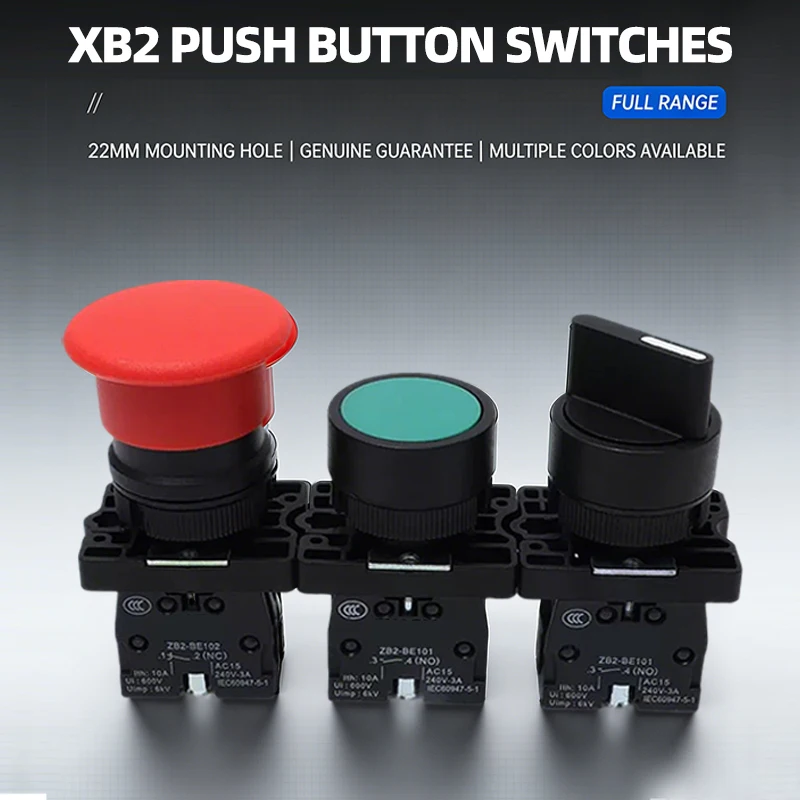 

Серебряный контактный кнопочный переключатель 22 мм, монтажный сброс, мгновенный со стрелкой, символ Start Stop, кнопка с плоской головкой XB2