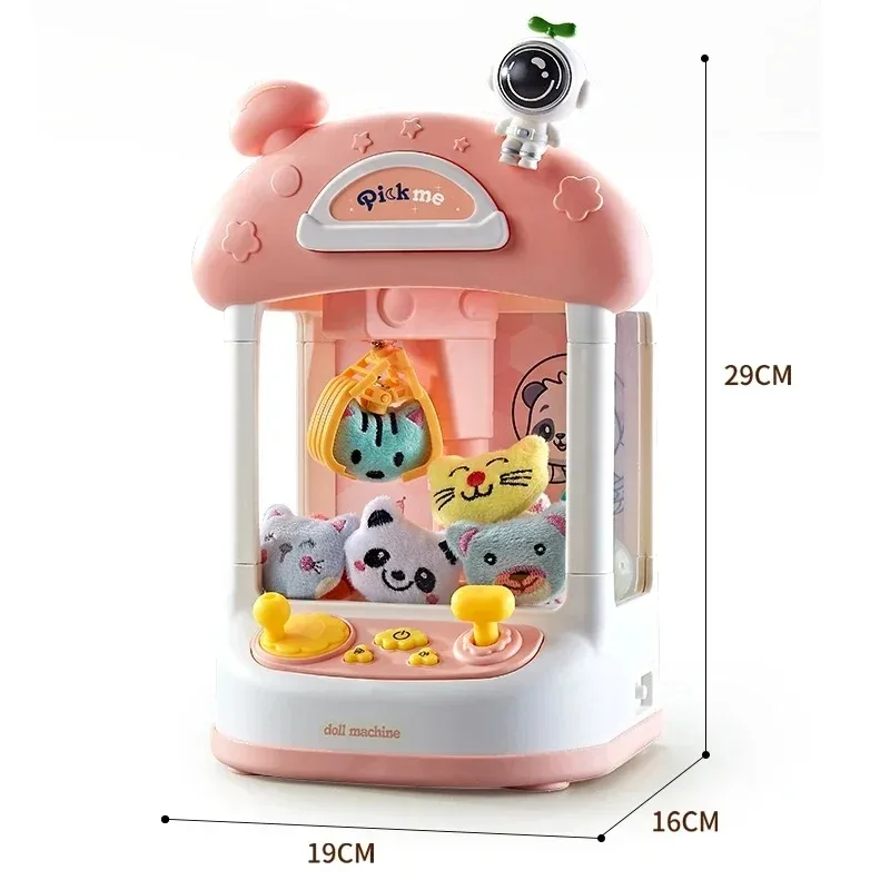 Mini Automatic Doll Machine Toy for Kids Mini Cartoon Astronaut Play Game Claw Crane Machines with Light Music Children Toy Gift