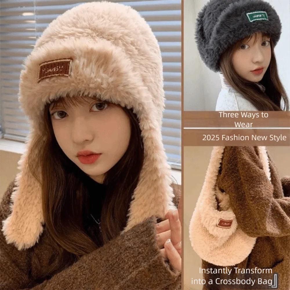 

New with Earflap Plush Hat Windproof Thickened Ear Protection Cap Coldproof Bonnet Cap Autumn Winter