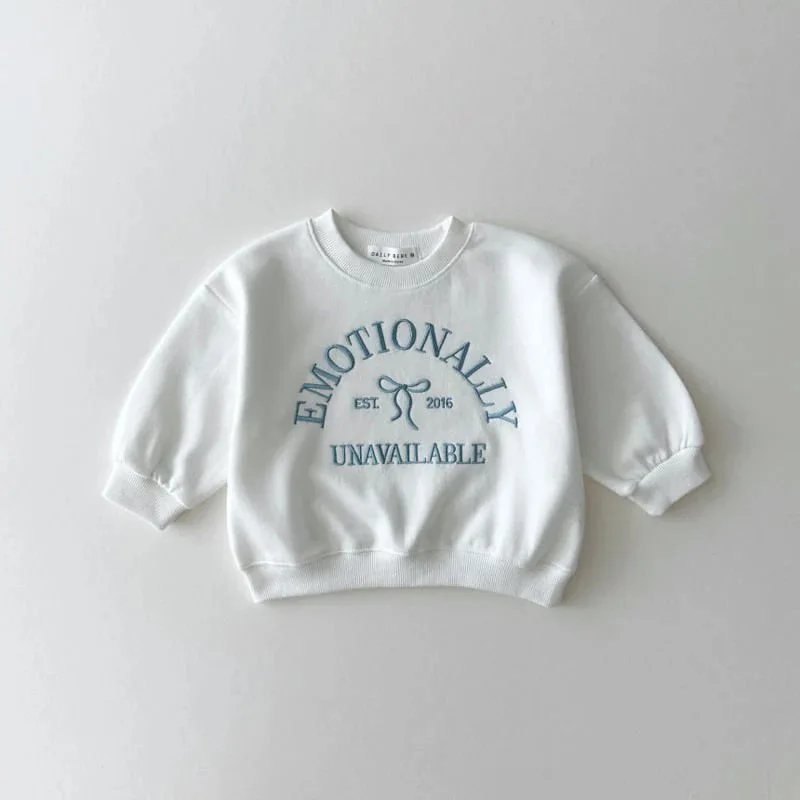 2024 Autumn New Baby Long Sleeve Casual Sweatshirt Letter Embroidery Children Loose Sweatshirt For Boys Girls Cotton Pullover