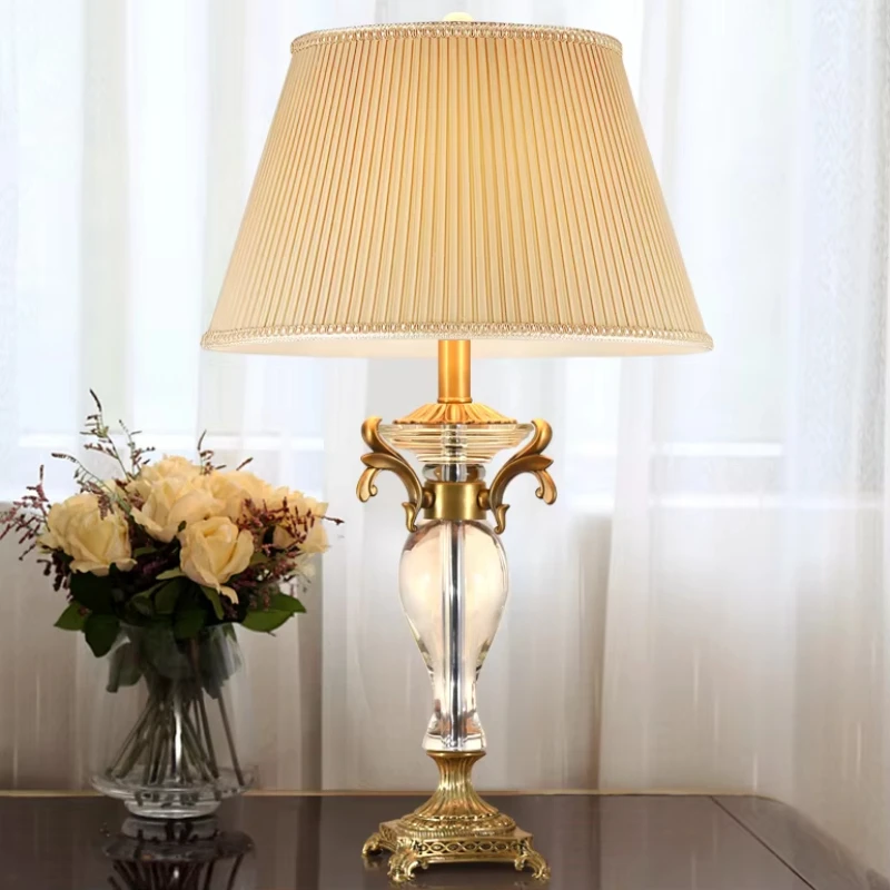 

Kind Home Decor Antique Crystal Bedside Table Lamp and Lampshade