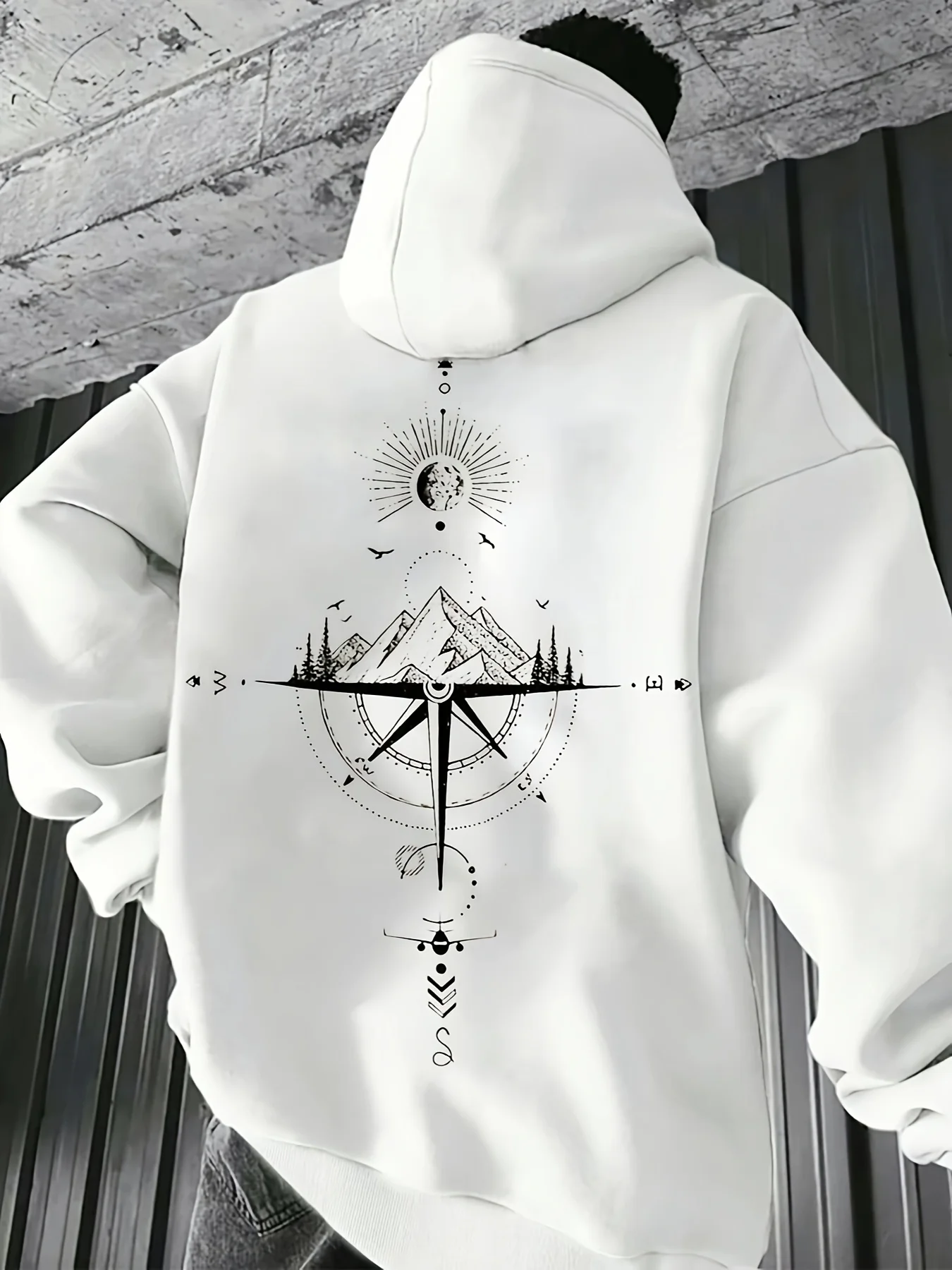 Felpa da uomo con stampa cielo stellato autunno e inverno, versatile, sportiva, casual, motivi stampati sul retro, felpe con cappuccio da uomo