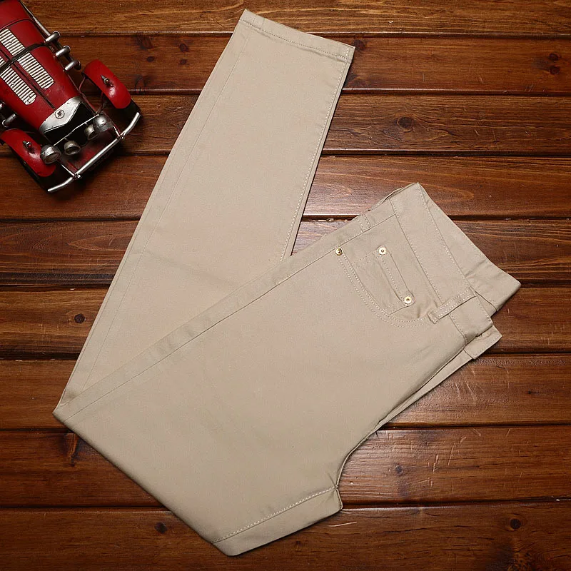 Jeans men's summer slim fit small feet simple and versatile elastic khaki fashionable trend business pants