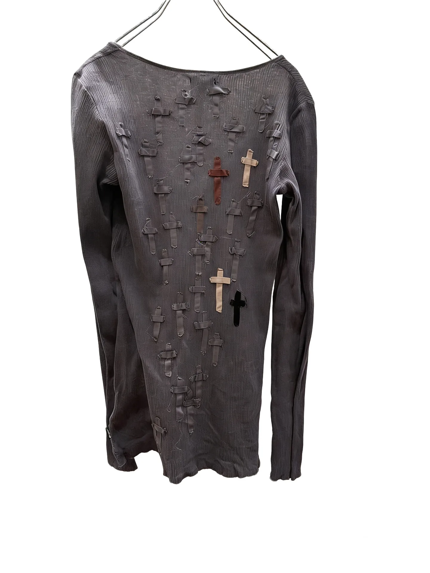 BLACK JOKER Visual kei subculture Yabi handmade cross long sleeves tops