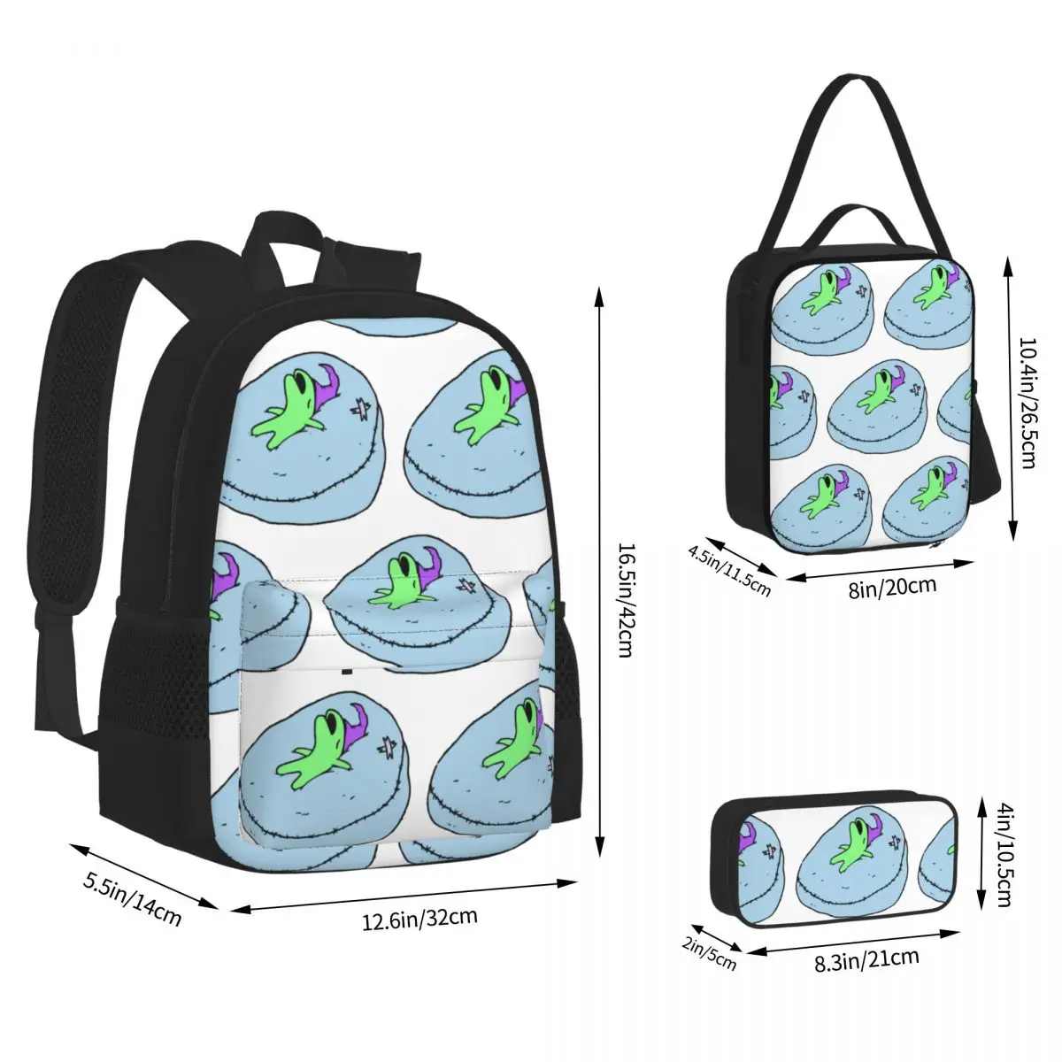 Glep Sleeping Smiling Friends Backpacks Students Bookbag School Bags Kids Rucksack Lunch Bag Pen Bag Three-Piece Set