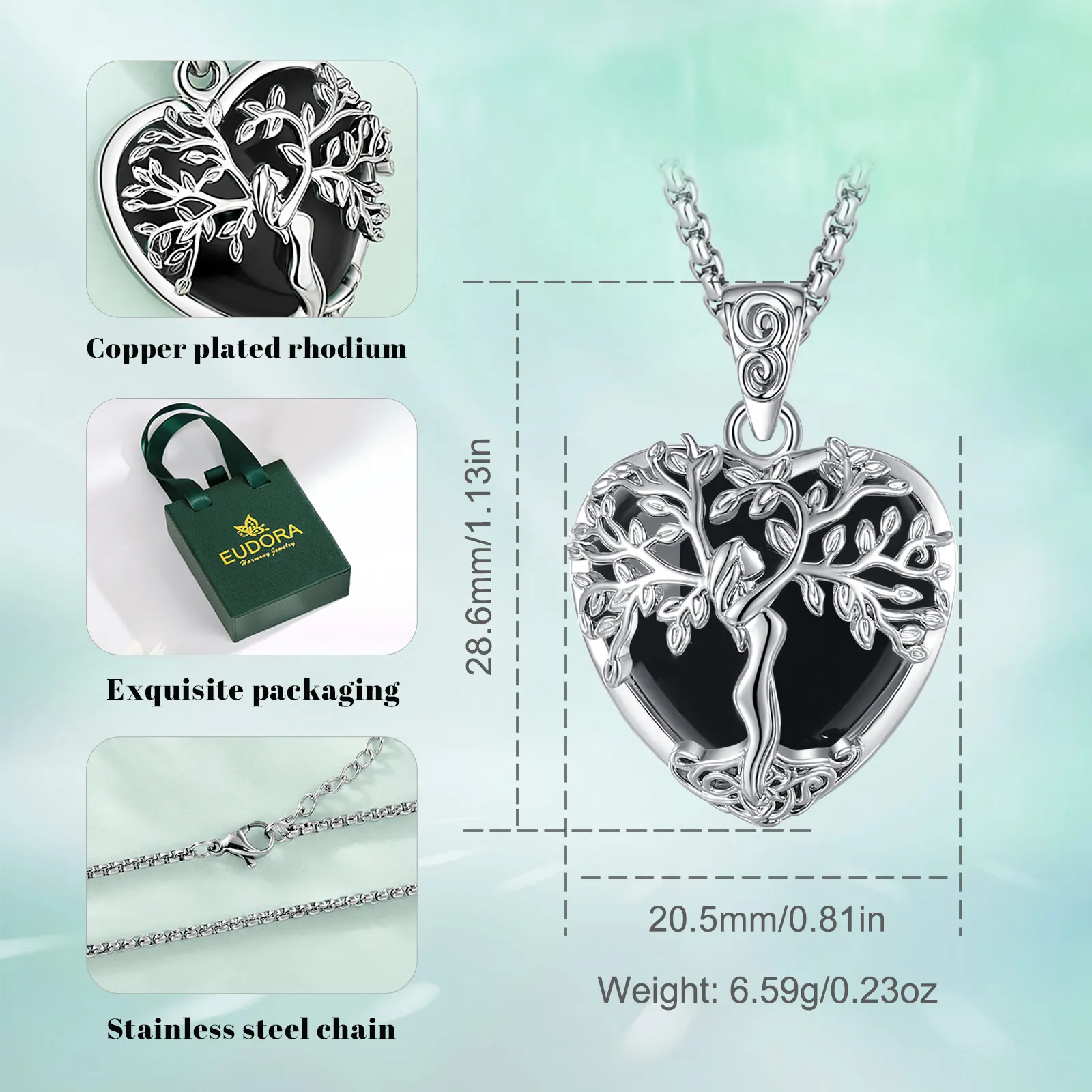 يودورا شجرة الحياة سبج قلادة الطاقة شفاء حجر كريستال قلادة المجوهرات الروحية التأمل هدية للنساء الرجال