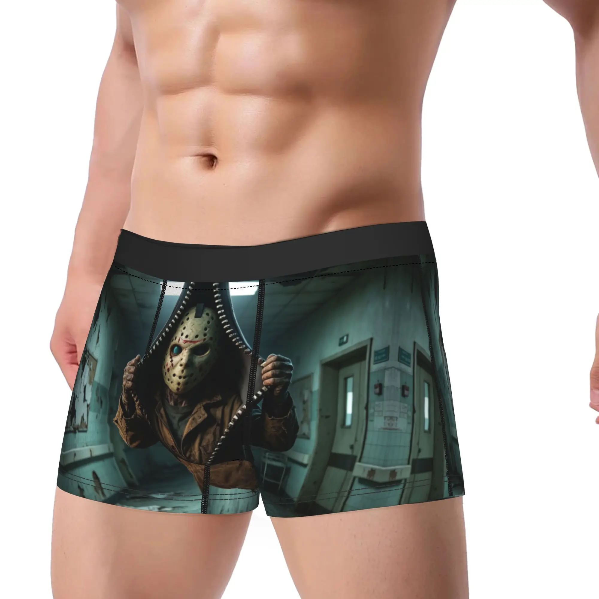 Funny and scary cartoon character 3D zipper peeking out Underpants Homme Panties Male Underwear Ventilate Shorts Boxer Briefs