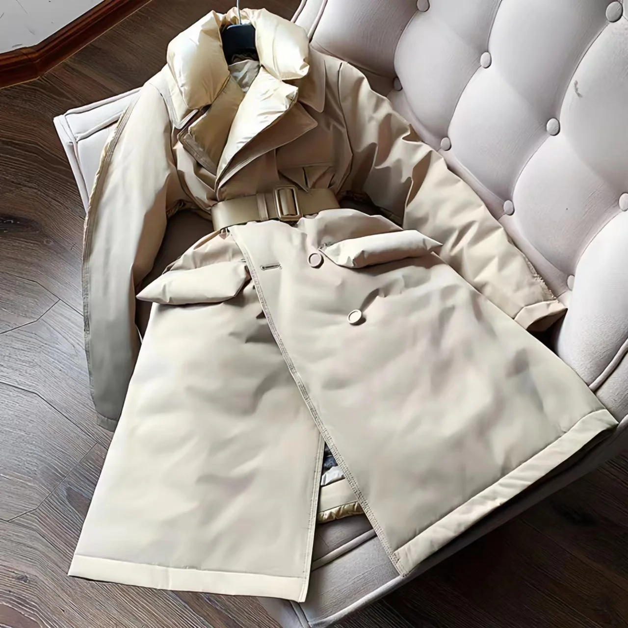 Veste en duvet de canard blanche à taille ajustable pour femmes, parkas de style anglais, vêtements oversize pour femmes, nouvelle collection hiver