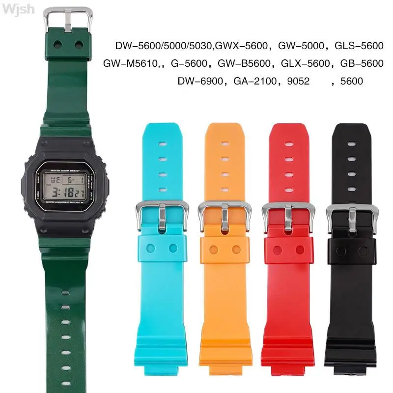 16mm TPU Watch Strap for Casio G-SHOCK GA-2100 DW5600 DW-6900 GW-M5610 Band Waterproof Resin Silicone Wrist Bracelet Accessories