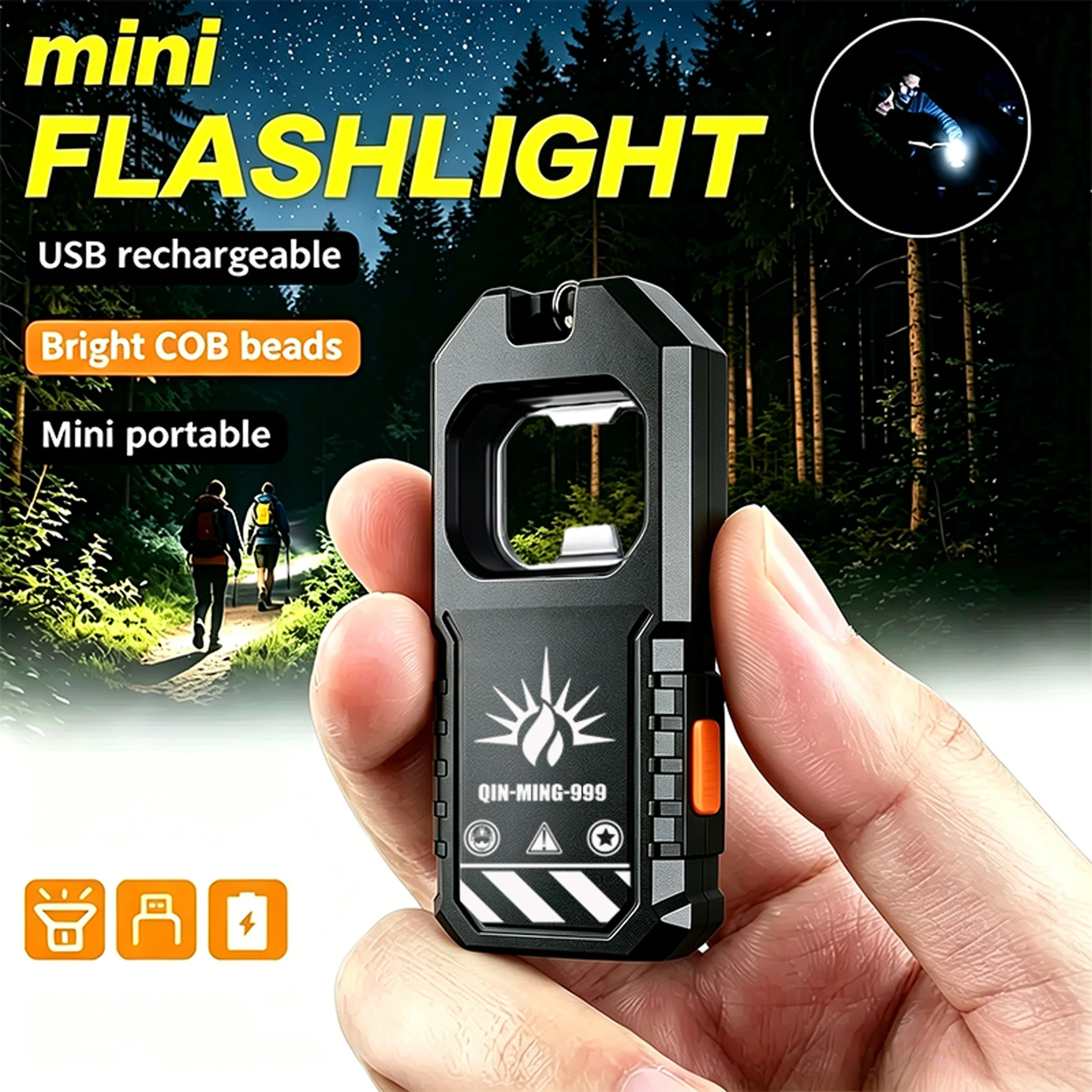 Portable Keychain Light Mini Multifunctional Camping Flashlight USB Rechargeable Work LED Bright COB Pocket Clip Lantern