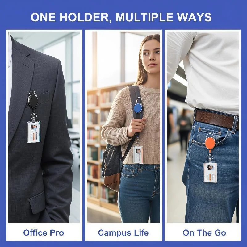 Transparent Card Slots ID Badge Holder ID Pendant Badge Reel Storage Organizer Employee Pass Work Card Case