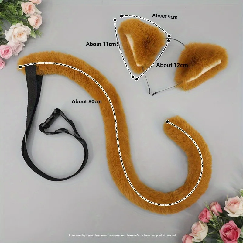 انتشار آذان غطاء الرأس زخرفة الشعر ذيل القط أنيمي حفلة كوس عقال الحيوان الأذن والذيل محاكاة البدلة