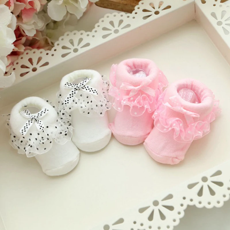 

Newborn Infants Toddler Baby Girls Sock Children Princess Bowknot Lace Flowers Short Socks Cotton Ruffle Frilly Trim Ankle Socks