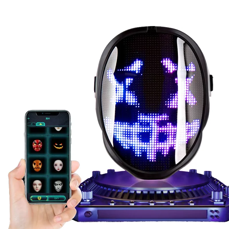 Hot Sale 115 Stock Patterned LED Full-Face Party Mask Application Control Full-Color Display Mask