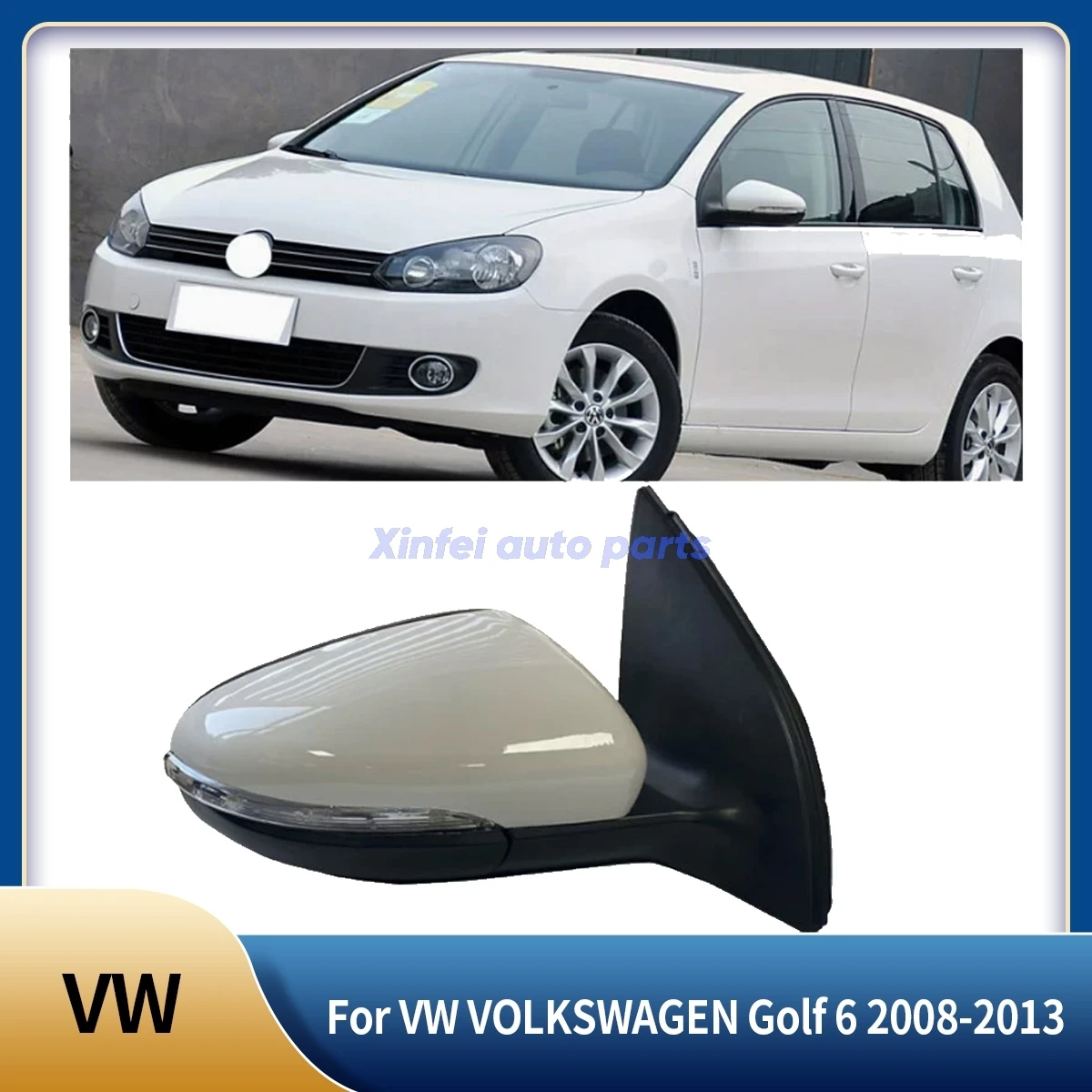 

Auto parts Car Outside Rearview Mirror Side Rear View Mirror assembly For VW VOLKSWAGEN Golf 6 2008-2013 Manual folding
