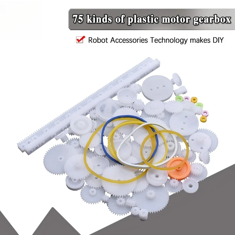 75PCS/lot Plastic Gear,Rack, Pulley, Belt,Worm Gear,Single-and Double-gear,8-56 Teeth for arduino Diy Kit