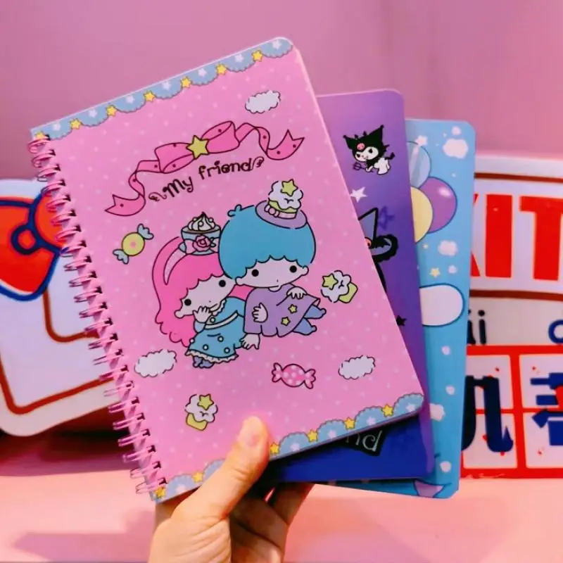 

80 Pages Cute Sanrio Family A5 Coil Notebook for Girls' Hearts Hardface Color Page Notebook for Students with Horizontal Lines