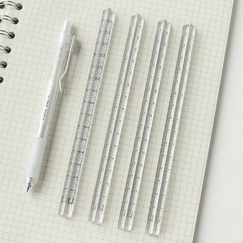 G8ta Portable Acryl Straight Ruler Nauwkeurige wiskunde heerser Driezijdige heldere lineerer lichtgewicht duurzame