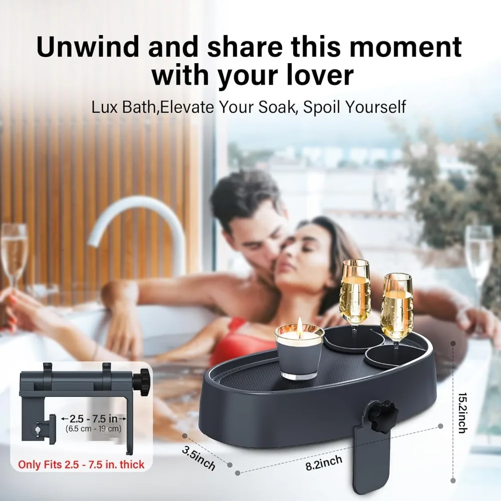صينية طاولة حوض استحمام ساخن قابلة للتعديل مع حاملات أكواب، تصميم غير قابل للانزلاق لملحقات سبا فوق الأرض وحوض الاستحمام #1