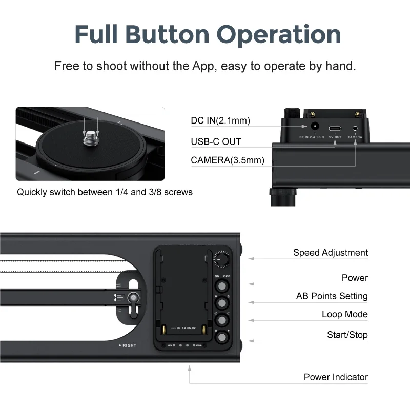 Accsoon TOPRIG-S40 S60 Motorized Slide Professional For SLR Camera Photography Video Track Rail App Control