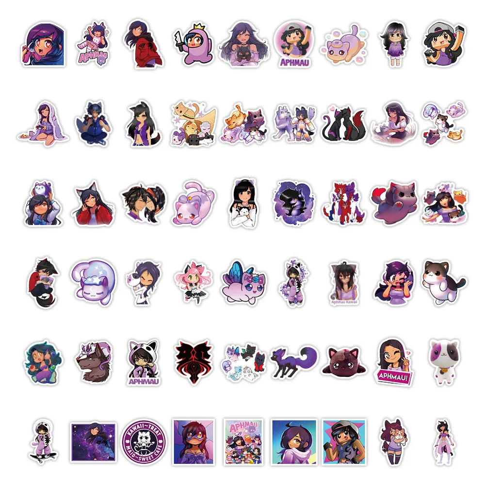 10/60PCS  Cartoon Cute Kawaii Aphmau Stickers For Kids Laptop Guitar Skateboard Fridge Phone Waterproof DIY Graffiti Sticker