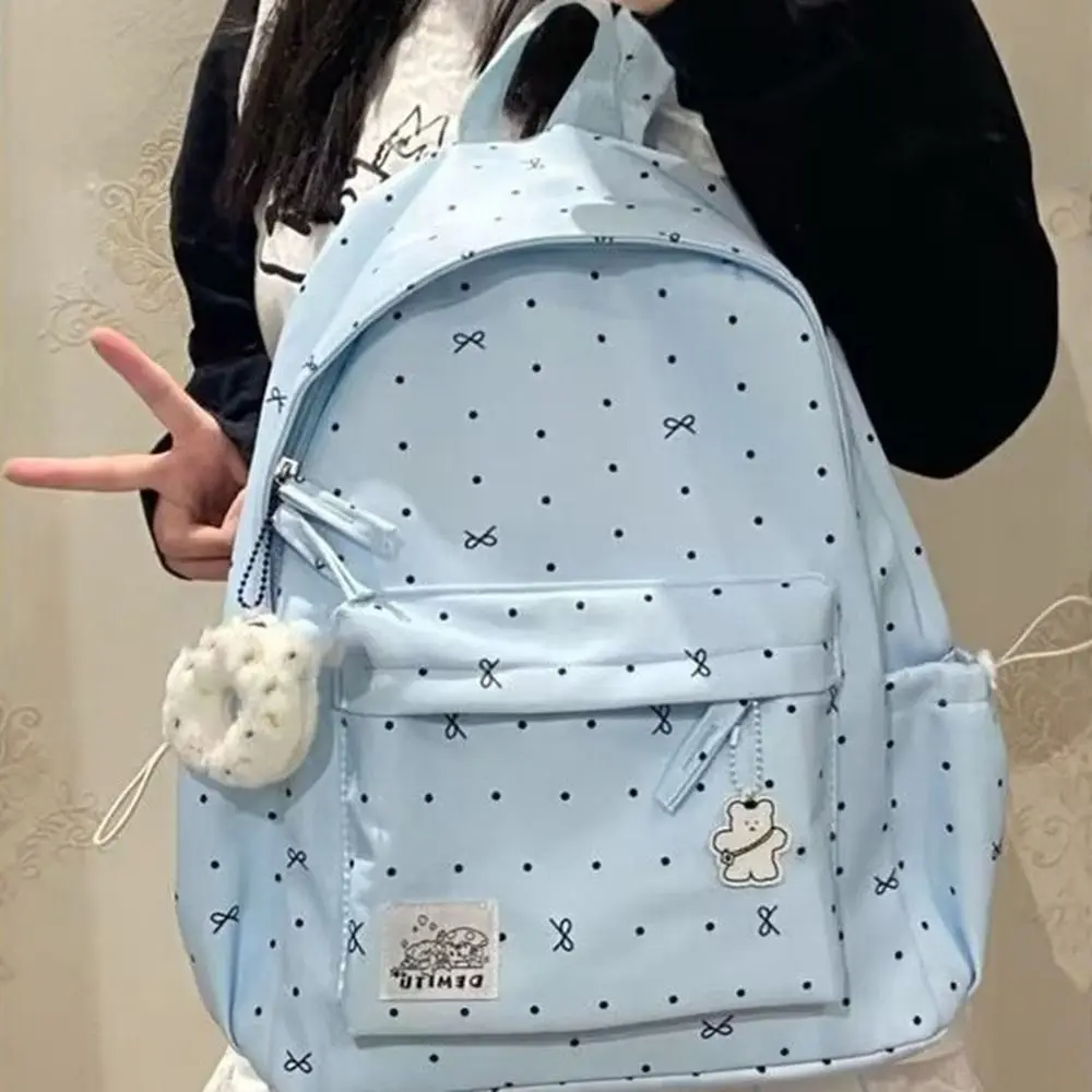 New Large Capacity Bow Backpack Breathable Nylon Girls Backpack Ultra-light Travel Bag