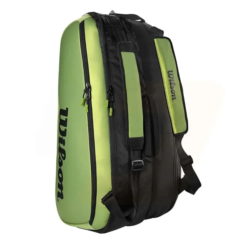 Wilson-Blade Super Tour V8 Saco De Tênis De Grande Capacidade, 9 Pacote, Raquete Verde Profissional, Mochila com Compartimento De Sapatos