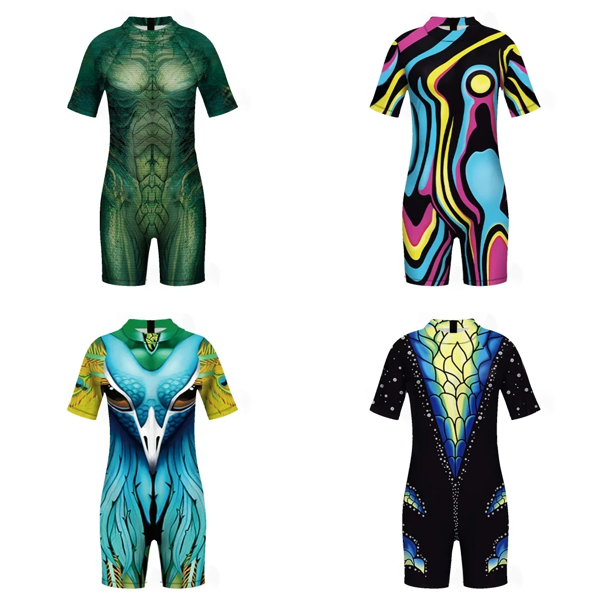 Adults Kids Animals Peacock Python Snake One-piece 3D Printed Swimsuit Swimwear for Summer Party Halloween Cosplay Costume