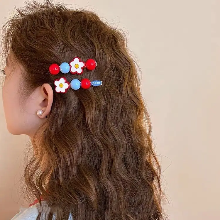 2 قطعة الحلوى الحلو الزعرور حبة زهرة الشريط مشبك شعر المرأة الجانب كليب لطيف دبوس الشعر الانفجارات المشابك اكسسوارات للشعر فتاة هدية