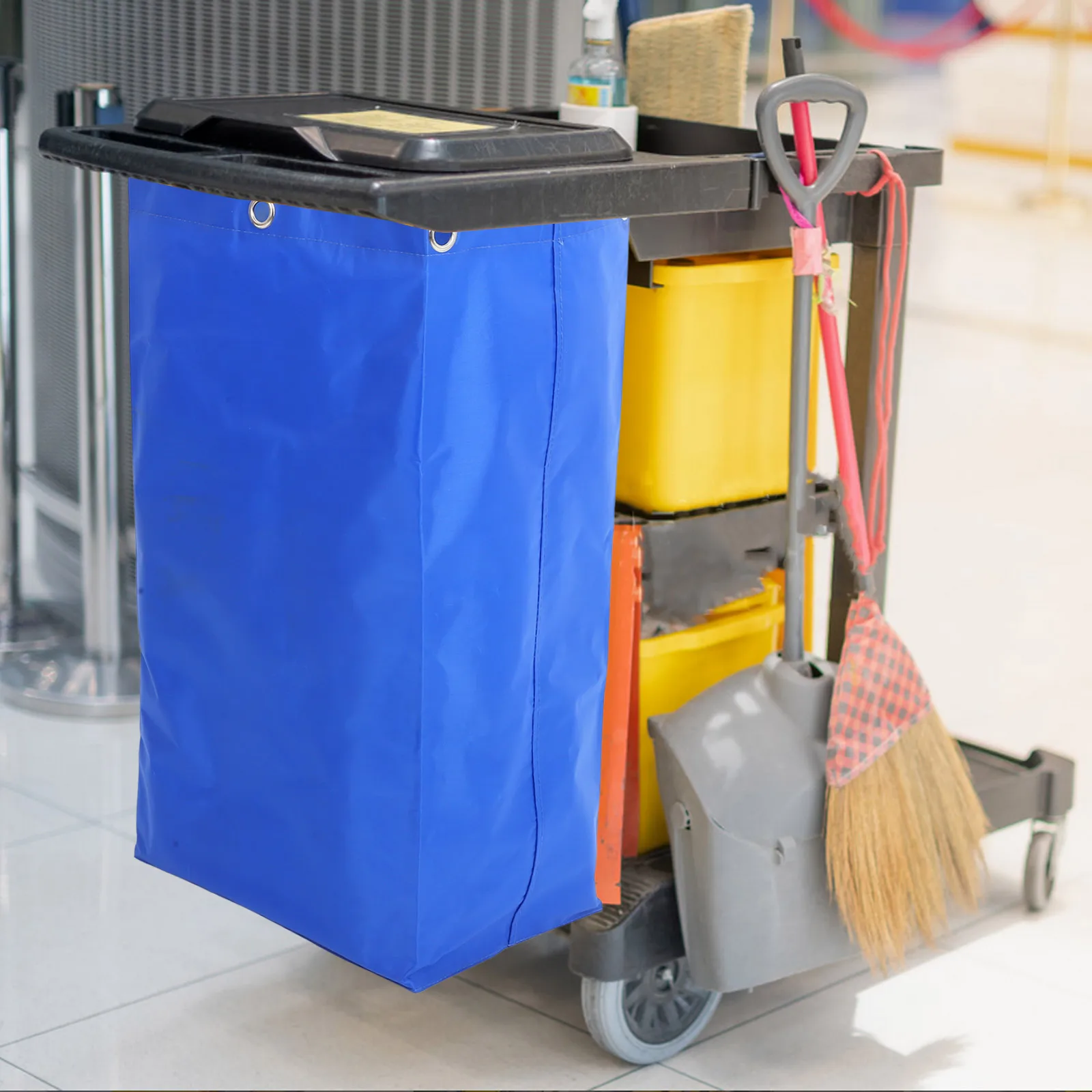 

Cleaning Cart Bag Large Capacity Durable Cloth Housekeeping Trolley Blue Replacement Waterproof Janitorial Shopping Cart Bag