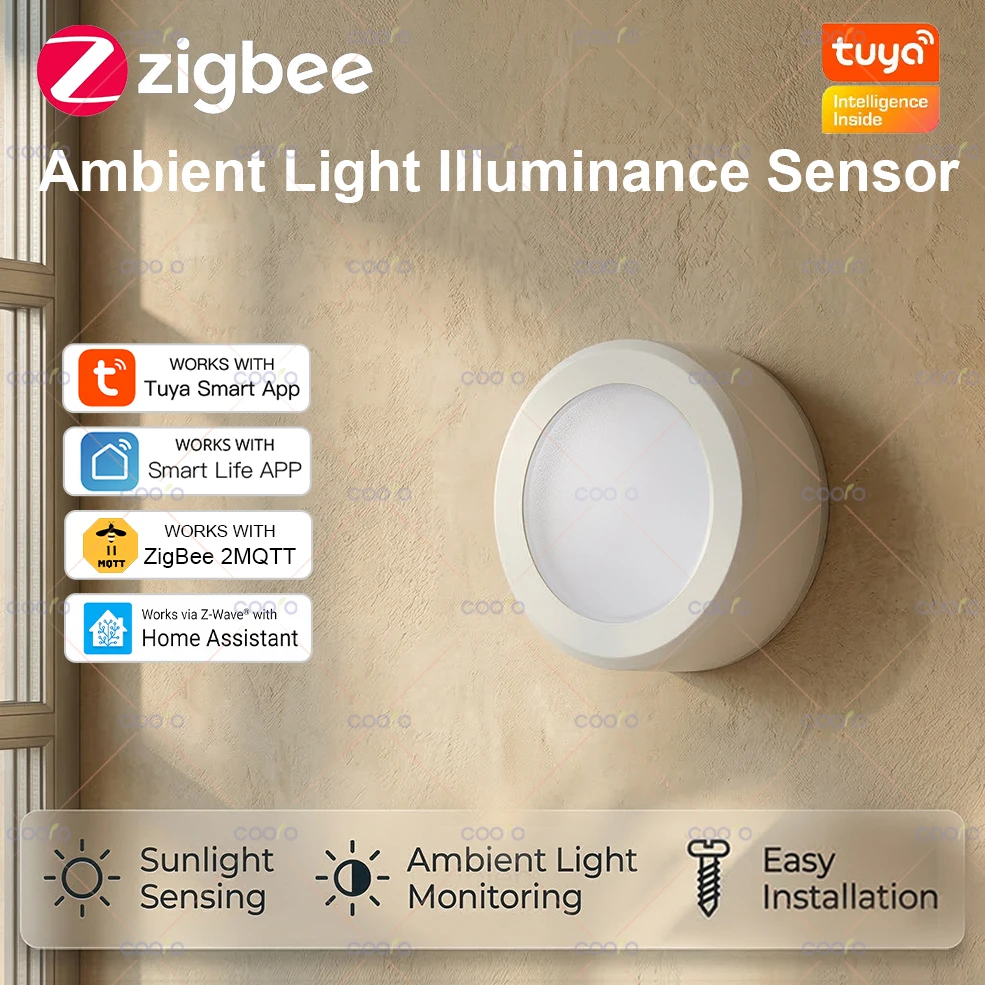 Zigbee Umgebungslichtsensor Beleuchtungsstärkedetektor Helligkeitsüberwachung Heimbeleuchtungsautomatisierung für Tuya Smart Life Z2M Hub erforderlich